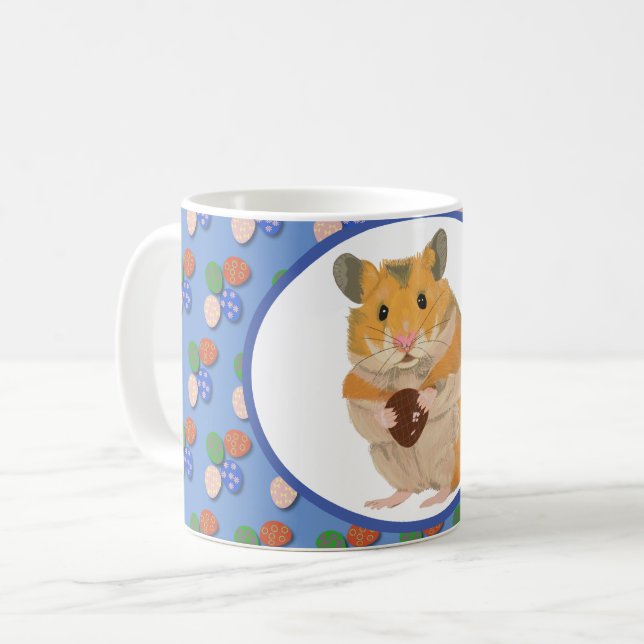 Cute Hamster holding an Easter Egg Boys Coffee Mug (Front Left)