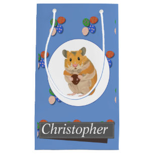 Cute Hamster holding an Easter Egg Small Gift Bag