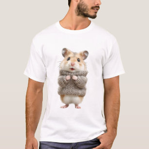 Cute Hamster in a Knitted Sweater