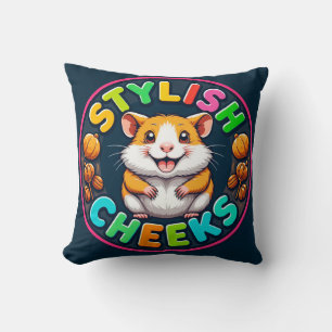 Cute Hamster in Bright Colours Throw Pillow