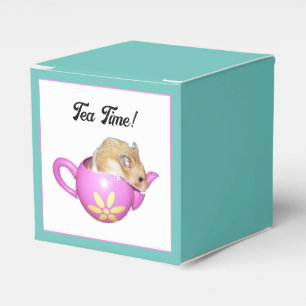 Cute Hamster in Pink Teapot with Daisy Photo Favor Box