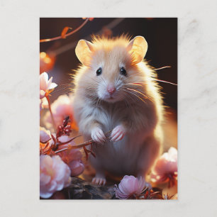 Cute Hamster in the Flowers Postcard