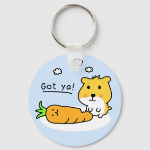 cute hamster is hungry keychain