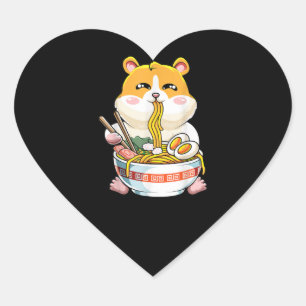 Cute Hamster Kawaii Ramen Heart Sticker