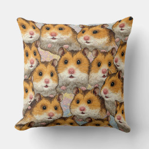 Cute Hamster Mosaic Pattern Throw Pillow