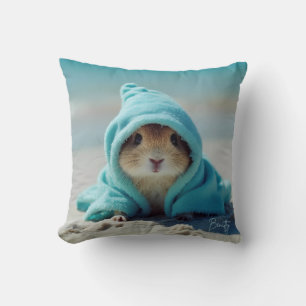 Cute Hamster on the Beach-Adorable Summer Design Throw Pillow