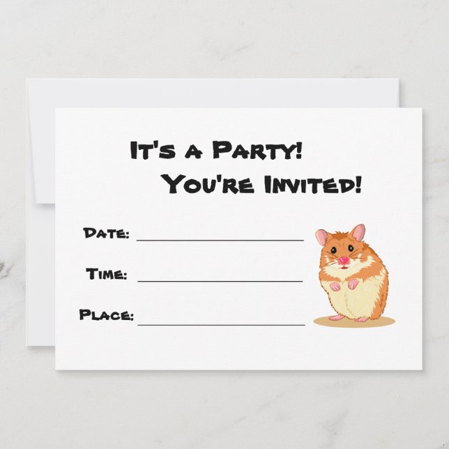 Cute hamster party invitation (Front)