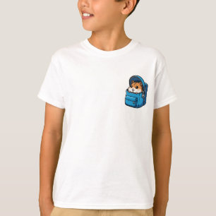 Cute Hamster Peeking from Backpack Kids T-Shirt