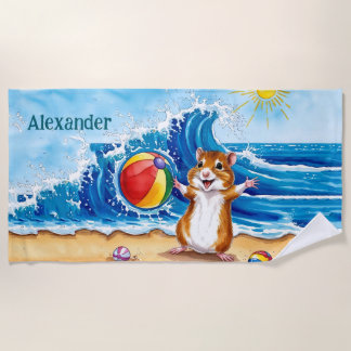 Cute Hamster Personalized Beach Towel