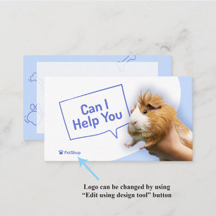 Cute Hamster Pet Shop Blue Theme Business Card