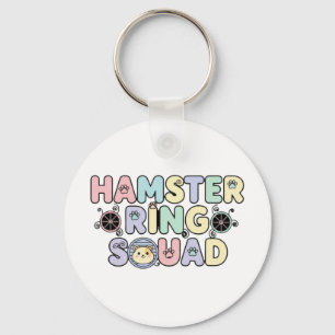 Cute Hamster Ring Squad Pastel Design Keychain