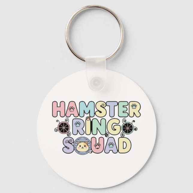 Cute Hamster Ring Squad Pastel Design Keychain (Front)
