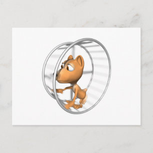 cute hamster running in wheel postcard