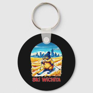 Cute Hamster Skiing Adventure In Wichita Ski Kansa Keychain