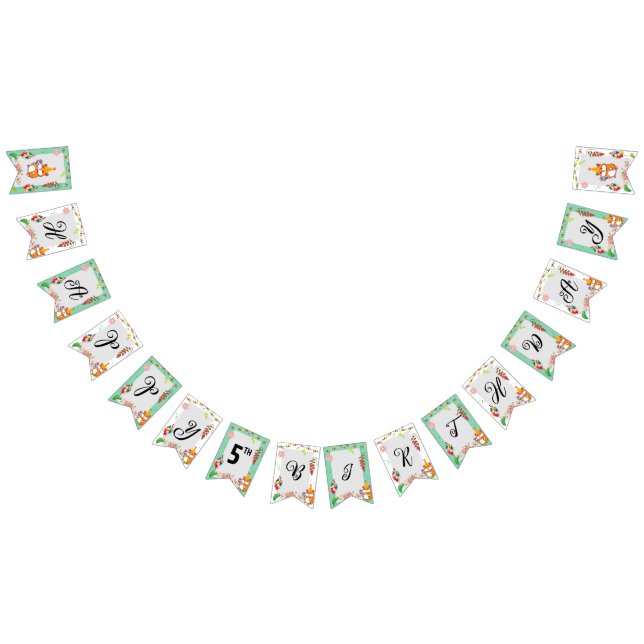 Cute Hamster Themed Kid's Birthday Party Bunting Flags (All)