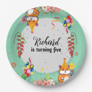 Cute Hamster Themed Kid's Birthday Party Paper Plate