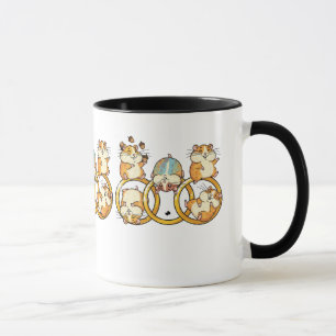 Cute Hamster Trio Rings Cartoon Art Mug