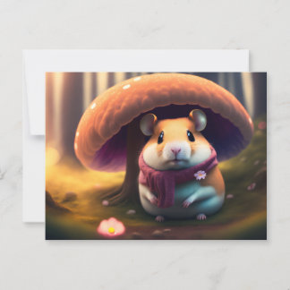 Cute hamster under a Mushroom Postcard