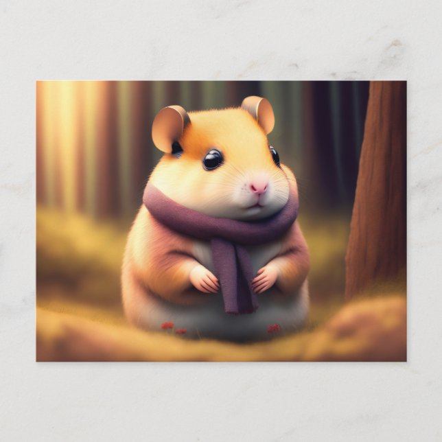 Cute Hamster with a scarf Postcard (Front)