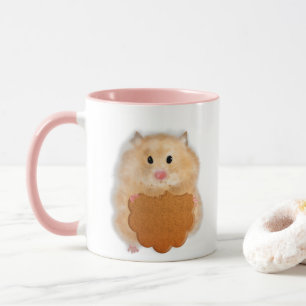 Cute hamster with biscuit illustration gift mug
