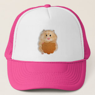 Cute hamster with biscuit illustration gift trucker hat