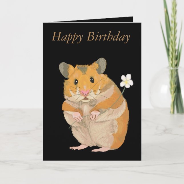 Cute Hamster with Flower Card (Front)