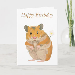 Cute Hamster with Flower Card