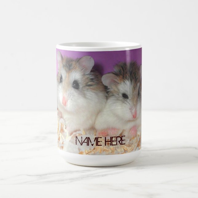 Cute Hamsters in Love Mug with Customisable Name (Center)