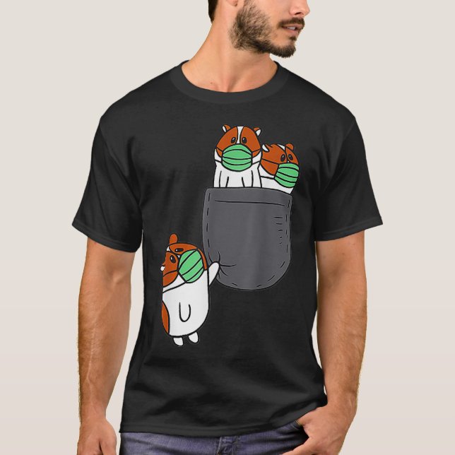 Cute hamsters in pocket guinea pig face mask  T-Shirt (Front)