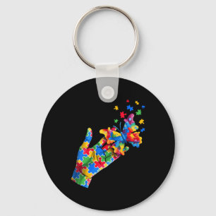 Cute Hand And Butterfly Puzzle Pieces Autism Aware Keychain