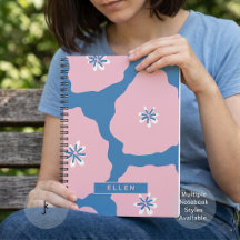 Cute Hand Drawn Abstract Flower Vibrant Pink Blue