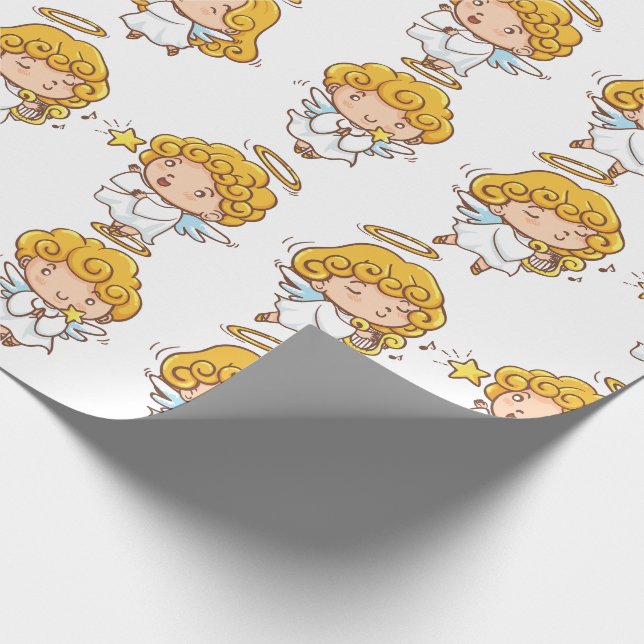 Cute Hand drawn Angel design Wrapping Paper (Corner)