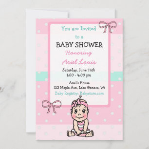 Cute Hand drawn Baby Girl Baby Shower Invitation
