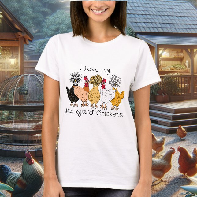 Cute Hand drawn Backyard Chickens | Chicken Mom T-Shirt (Creator Uploaded)