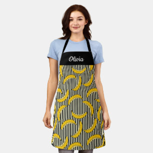 Cute Hand drawn Banana, Custom Text Apron