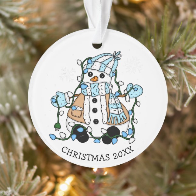 Cute Hand Drawn Blue Snowman Christmas     Ornament (Tree)