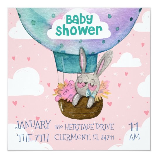 Cute hand drawn bunny baby shower invitation