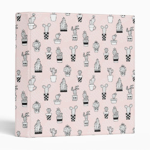 Cute Hand Drawn Cactus Pattern Binder
