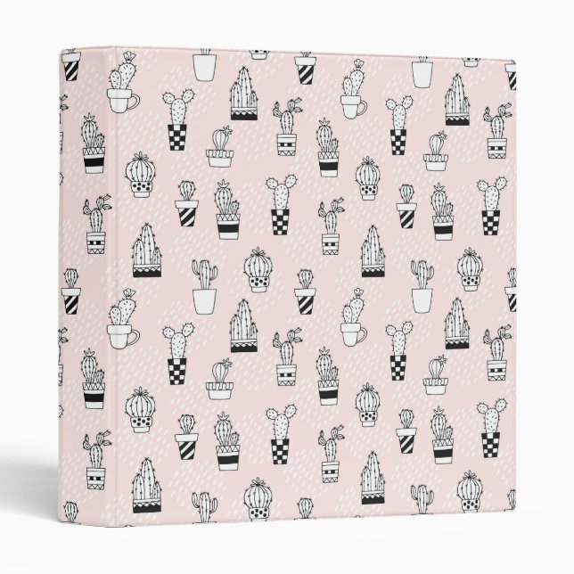 Cute Hand Drawn Cactus Pattern Binder (Front/Spine)