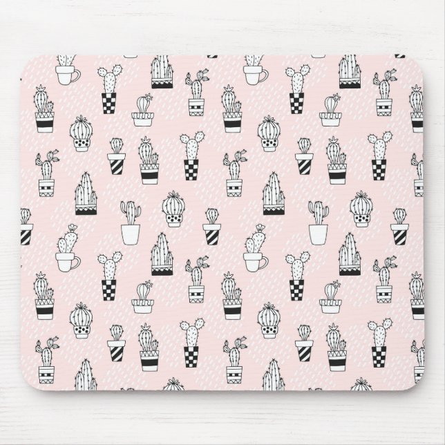 Cute Hand Drawn Cactus Pattern Mouse Pad (Front)