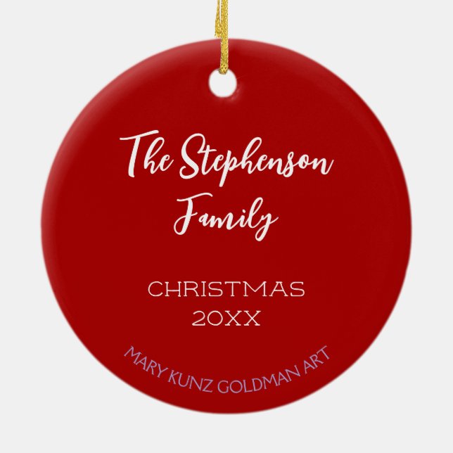Cute Hand-Drawn Cardinal Personalized Christmas Ceramic Ornament (Back)
