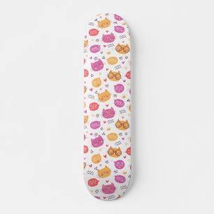 Cute Hand Drawn Cat Pattern Skateboard