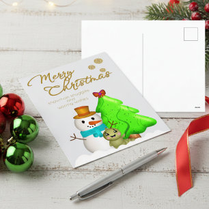 Cute Hand Drawn Character Christmas Holiday Postcard