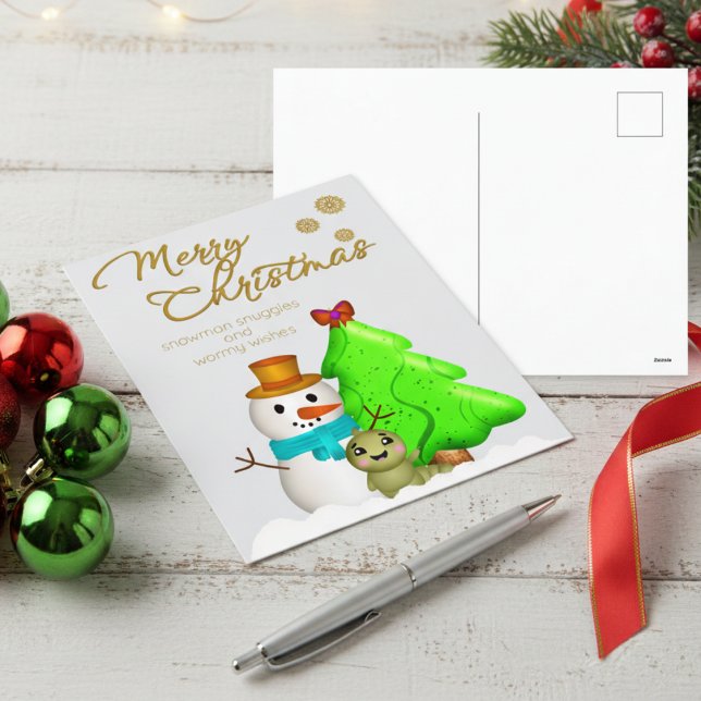 Cute Hand Drawn Character Christmas Holiday Postcard (Cute hand drawn characters to bring a little playfulness to your Christmas greeting.)