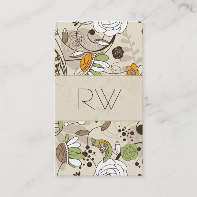 Cute Hand Drawn Children Style Flowers & Birds Business Card (Front)