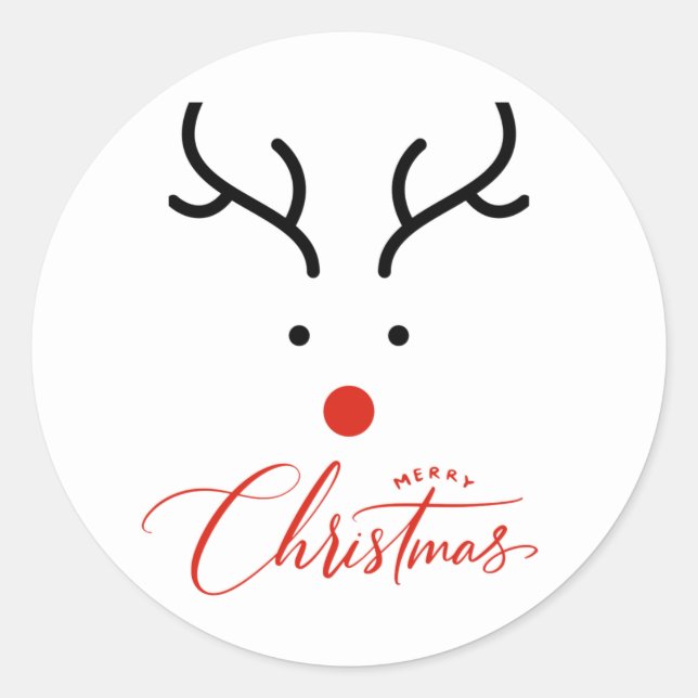 Cute hand drawn Christmas reindeer Classic Round Sticker (Front)