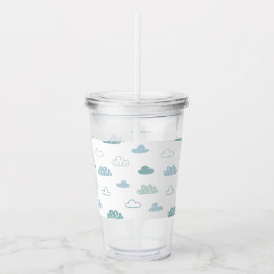 Cute Hand Drawn Cloud Pattern Acrylic Tumbler