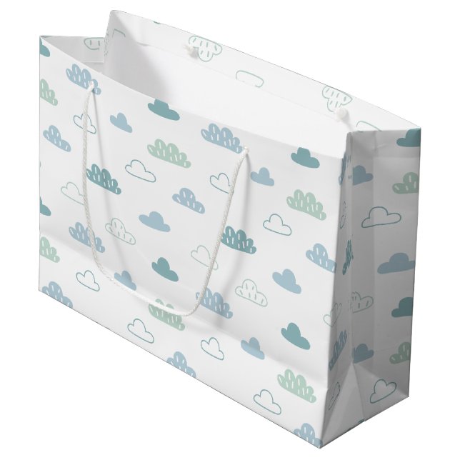 Cute Hand Drawn Cloud Pattern Large Gift Bag (Front Angled)