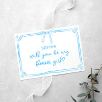 Cute Hand Drawn Coquette Bow Flower Girl Proposal