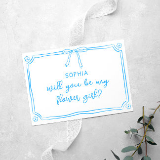 Cute Hand Drawn Coquette Bow Flower Girl Proposal Card